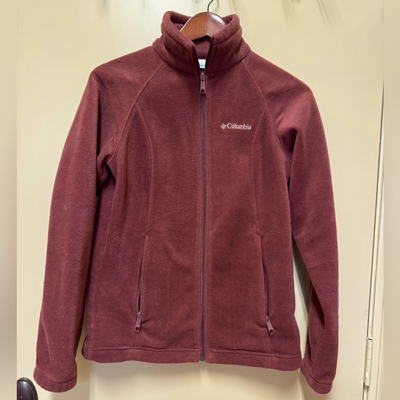 Columbia Fleece Jacket Maroon-Brown Size S - Picture 1 of 13